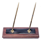 Walnut & Leather Double Pen Stand